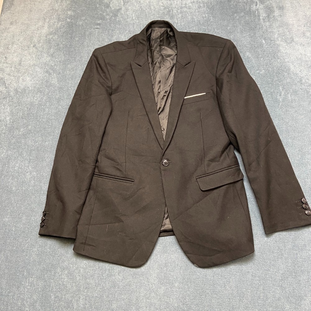 Adam Blazer Jacket Mens 34R Black Single Breasted Lined Notch Lapel Business
